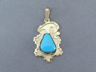 Blue Gem Turquoise 14kt Gold Pendant