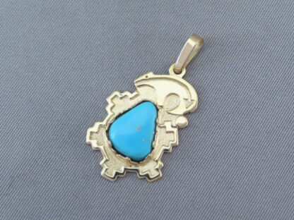 Blue Gem Turquoise 14kt Gold Pendant