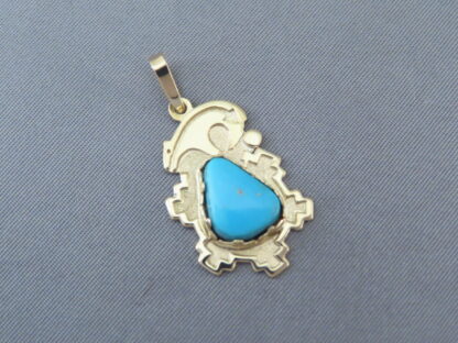 Blue Gem Turquoise 14kt Gold Pendant