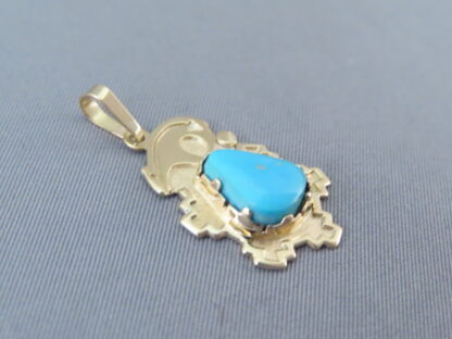 Blue Gem Turquoise 14kt Gold Pendant