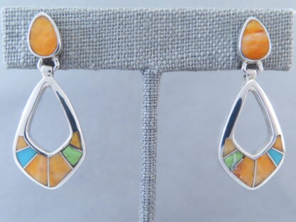 Colorful Multi-Stone Inlay Earrings (‘open-drops’)