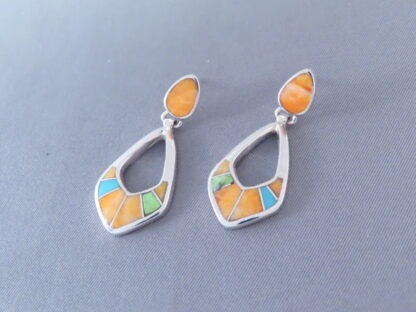 Colorful Multi-Stone Inlay Earrings (‘open-drops’)