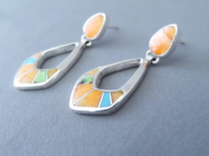 Colorful Multi-Stone Inlay Earrings (‘open-drops’)