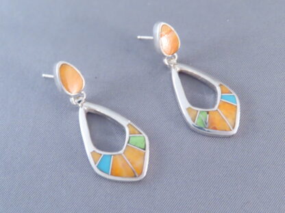 Colorful Multi-Stone Inlay Earrings (‘open-drops’)