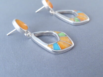 Colorful Multi-Stone Inlay Earrings (‘open-drops’)