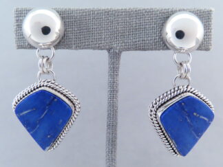 Native American Jewelry - Larger Sterling Silver & Lapis Earrings by Navajo Indian jeweler, Artie Yellowhorse $395- FOR SALE