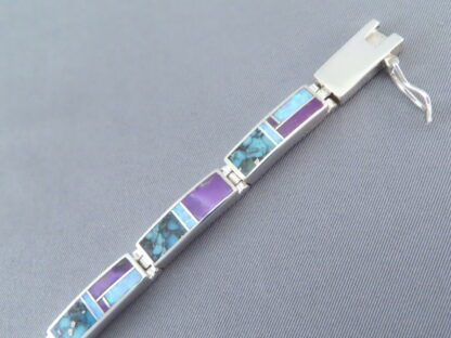 Multi-Stone Inlay Link Bracelet featuring Opal