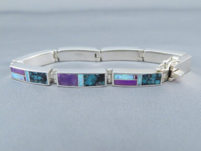 Multi-Stone Inlay Link Bracelet featuring Opal