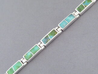 Green Turquoise Inlay Link Bracelet (smaller)