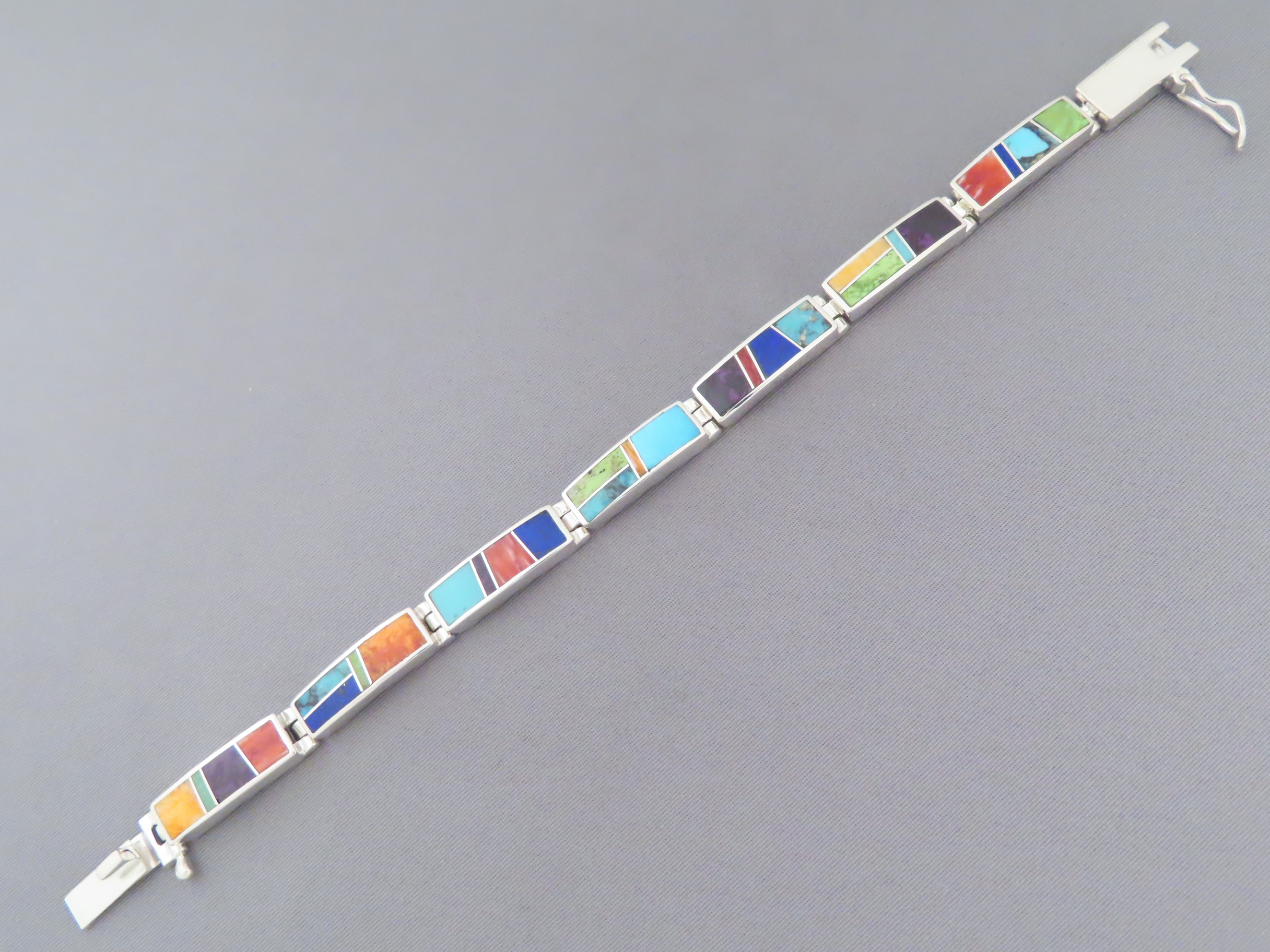 Inlaid Multi-Color Link Bracelet - Native American Inlay Jewelry