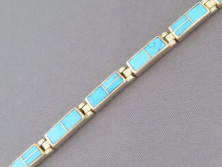 14kt Gold & Turquoise Inlay Link Bracelet