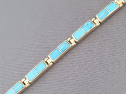 14kt Gold & Turquoise Inlay Link Bracelet