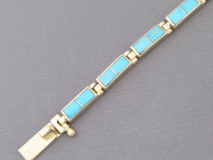 14kt Gold & Turquoise Inlay Link Bracelet