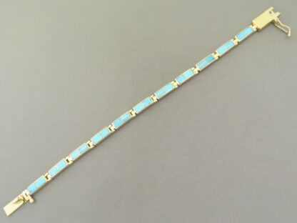 14kt Gold & Turquoise Inlay Link Bracelet