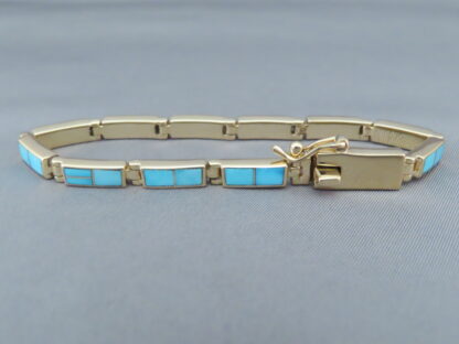 14kt Gold & Turquoise Inlay Link Bracelet