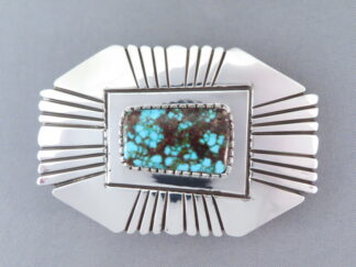 Kingman Turquoise Belt Buckle by Leonard Nez