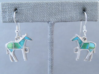 Green Turquoise Inlay HORSE Earrings