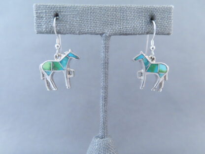 Green Turquoise Inlay HORSE Earrings