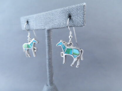 Green Turquoise Inlay HORSE Earrings