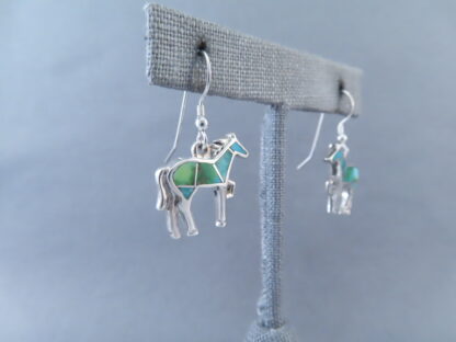 Green Turquoise Inlay HORSE Earrings