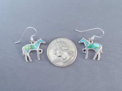 Green Turquoise Inlay HORSE Earrings