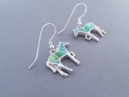 Green Turquoise Inlay HORSE Earrings