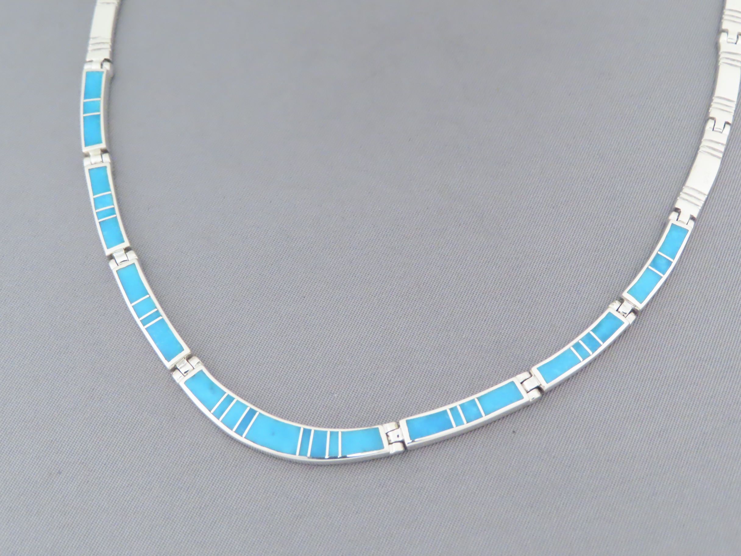 Turquoise Inlay Necklace in Sterling Silver