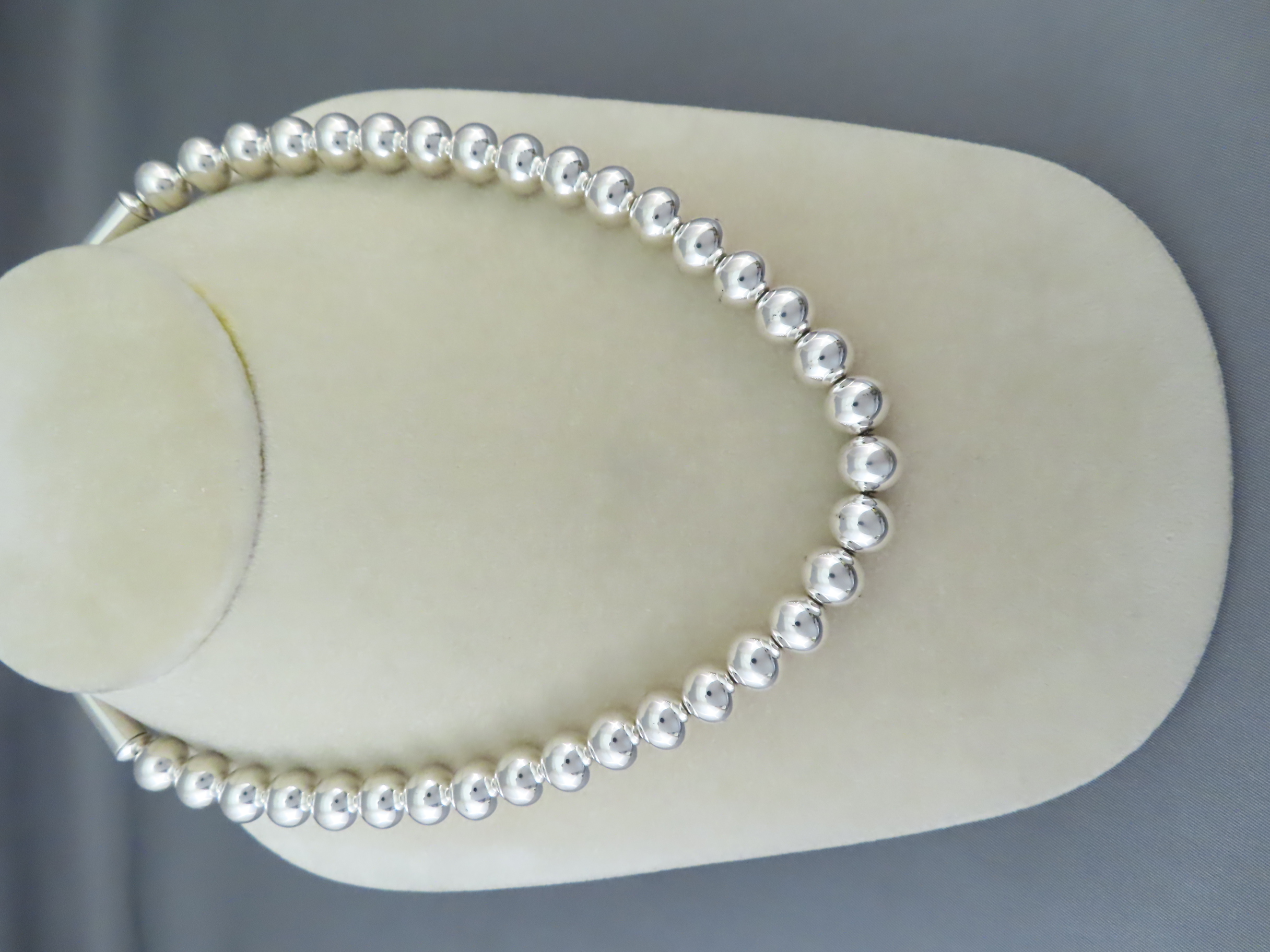 Buy Native American Jewelry - 18inch Sterling Silver 'Navajo Pearls' Necklace by Navajo Indian jeweler, Artie Yellowhorse FOR SALE $895-