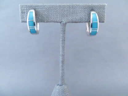 Turquoise Inlay Earrings (Smaller Huggies)