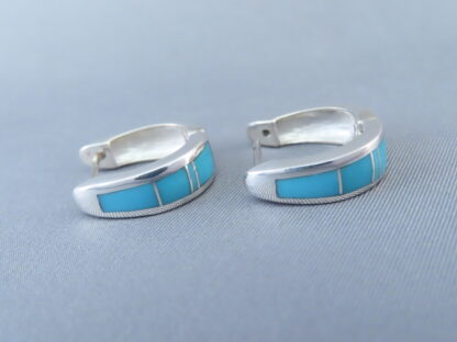 Turquoise Inlay Earrings (Smaller Huggies)