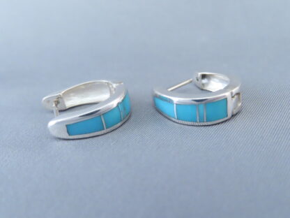 Turquoise Inlay Earrings (Smaller Huggies)