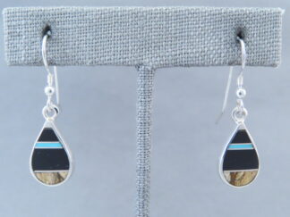 Buy Inlaid Jewelry - Multi-Stone with Turquoise Inlay Teardrop Earrings by Native American jeweler, Tim Charlie FOR SALE $160-