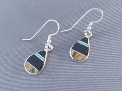 Multi-Stone Inlay Earrings with Turquoise – Teardrops