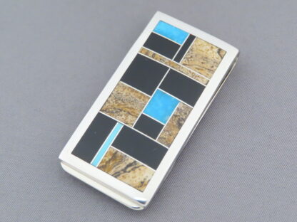 Multi-Stone Inlay Money Clip with Turquoise