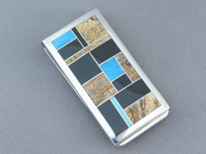 Multi-Stone Inlay Money Clip with Turquoise