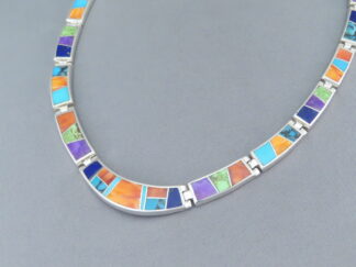 Buy Inlaid Jewelry - Full Multi-Color Inlay Necklace by Native American (Navajo) jeweler, Tim Charlie FOR SALE $1,230-