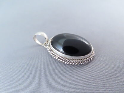 Little Black Onyx & Sterling Silver Pendant