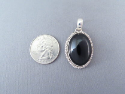 Little Black Onyx & Sterling Silver Pendant