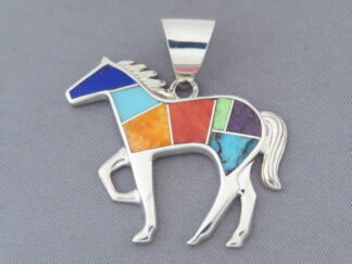 Inlaid Multi-Color Horse Pendant