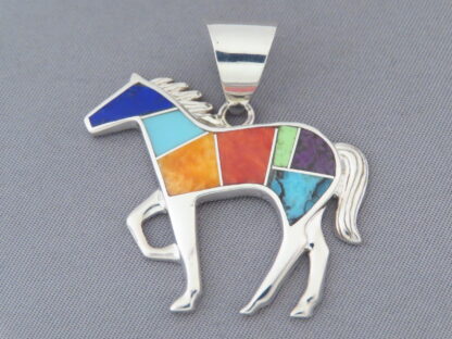 Inlaid Multi-Color Horse Pendant