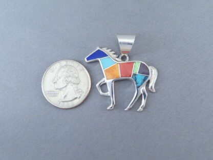 Inlaid Multi-Color Horse Pendant