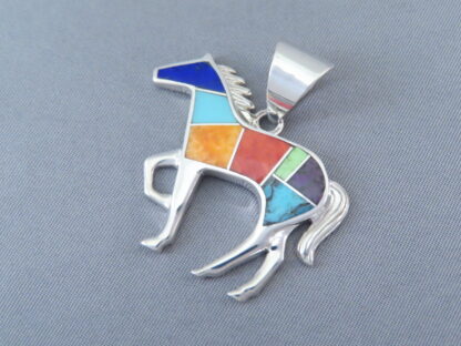 Inlaid Multi-Color Horse Pendant