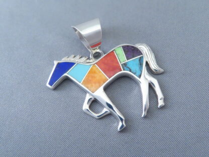 Inlaid Multi-Color Horse Pendant