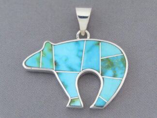 Turquoise Inlay BEAR Pendant (Sonoran Gold Turquoise)