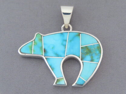 Turquoise Inlay BEAR Pendant (Sonoran Gold Turquoise)