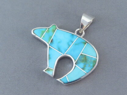 Turquoise Inlay BEAR Pendant (Sonoran Gold Turquoise)