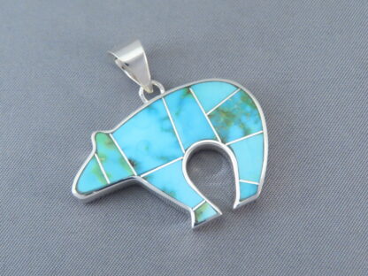 Turquoise Inlay BEAR Pendant (Sonoran Gold Turquoise)