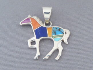 Inlaid Multi-Color Horse Pendant (Medium-Size)