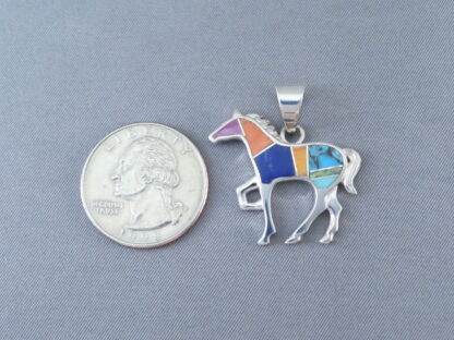 Inlaid Multi-Color Horse Pendant (Medium-Size)