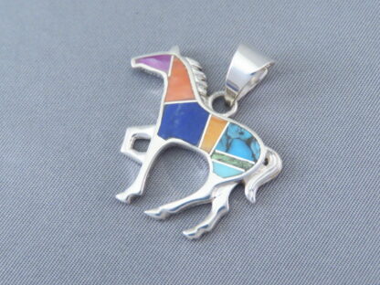 Inlaid Multi-Color Horse Pendant (Medium-Size)